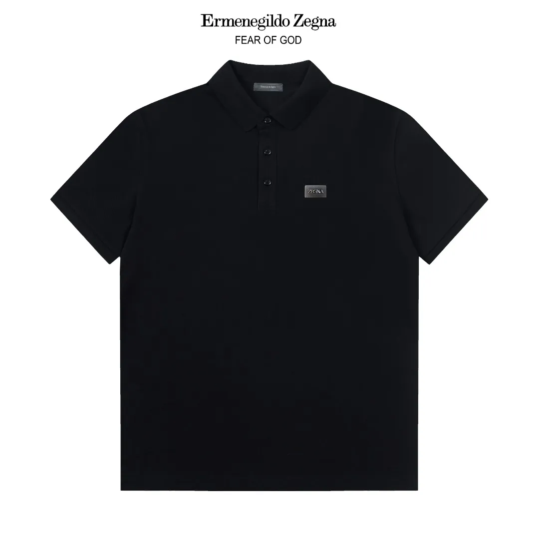 ZENGA Classic LOGO Polo ， Retro Same Style Versatile : White Black Size：M-3XL